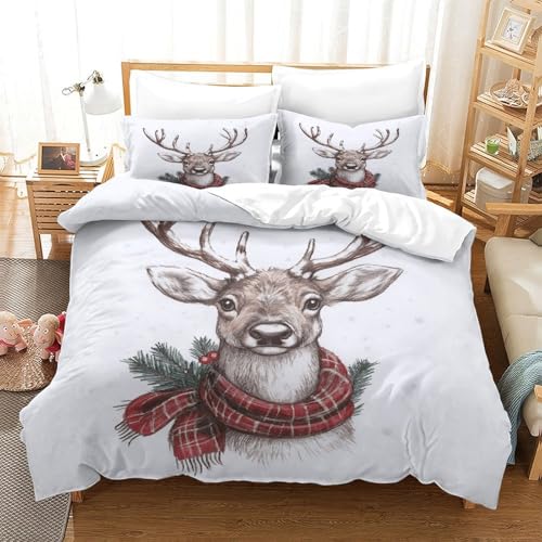 Housse de couette cerf Noël en microfibre super douce haute densité 220x240cm - 3