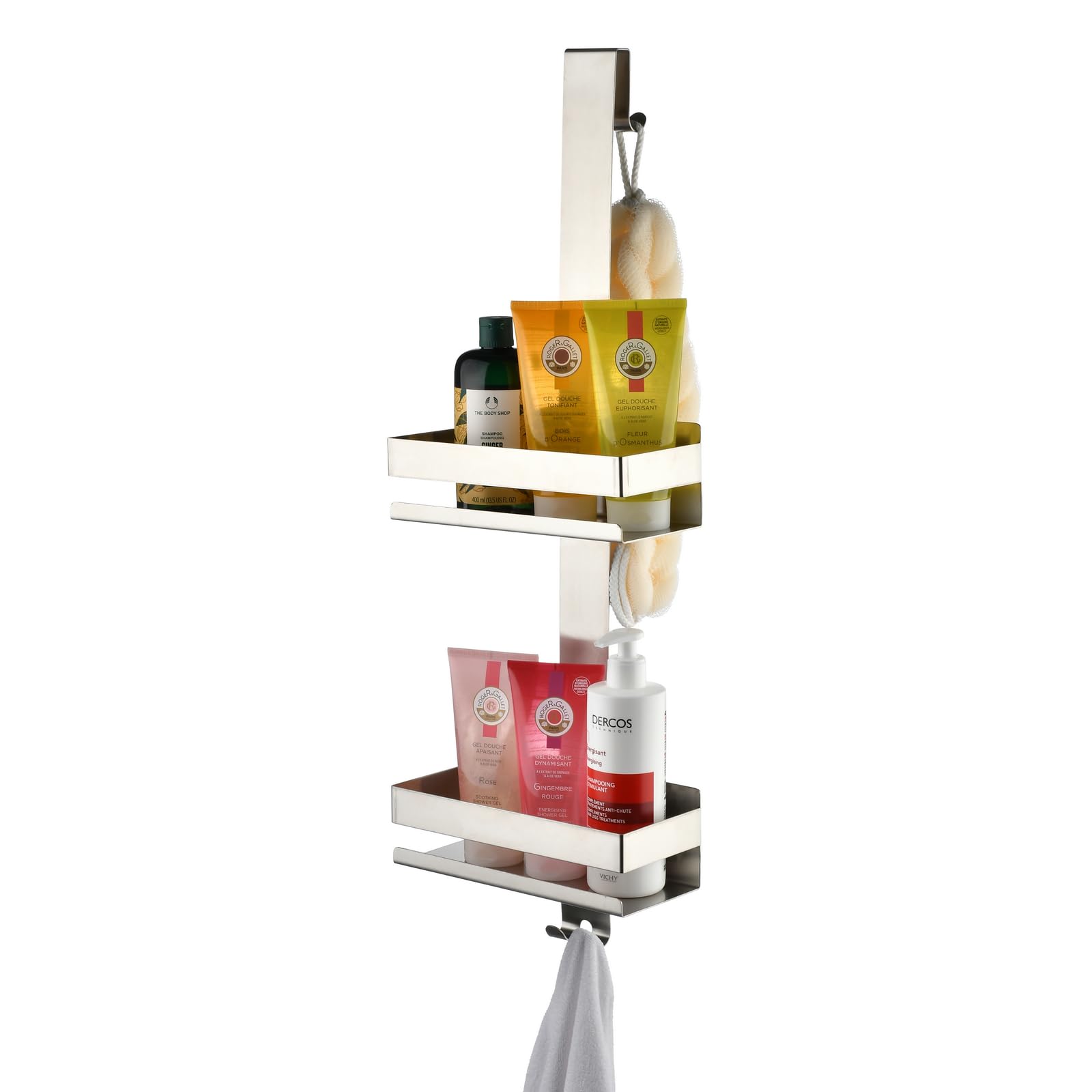 SHUNLI Shower Caddy Hanging Over Door, No Drilling Shower Organiser Stainless Steel Shower Shelves with Hooks