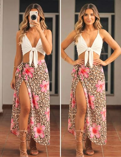 Image of Ekouaer Women Sarong Swimsuit Coverups Chiffon Long Bikini Wraps Sheer Beach Bathing Suit Cover Up