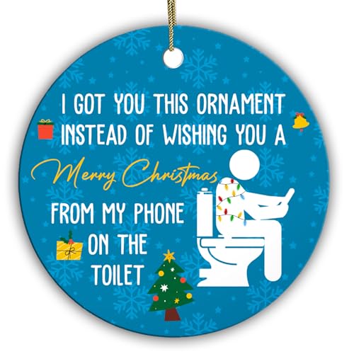 Sportyzen Enfeite de Natal para telefone higiênico – Decoração divertida de árvore de Natal 2025 – Ideia de presente exclusiva para amigos, colegas de trabalho, troca de ornamentos