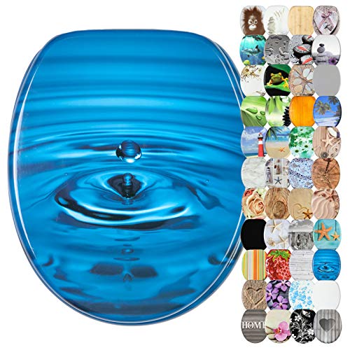 Sanilo WC-Sitz mit Absenkautomatik I Hochwertiger Toilettensitz aus Holz I Toilettendeckel in verschiedenen Motiven (Tropfen)