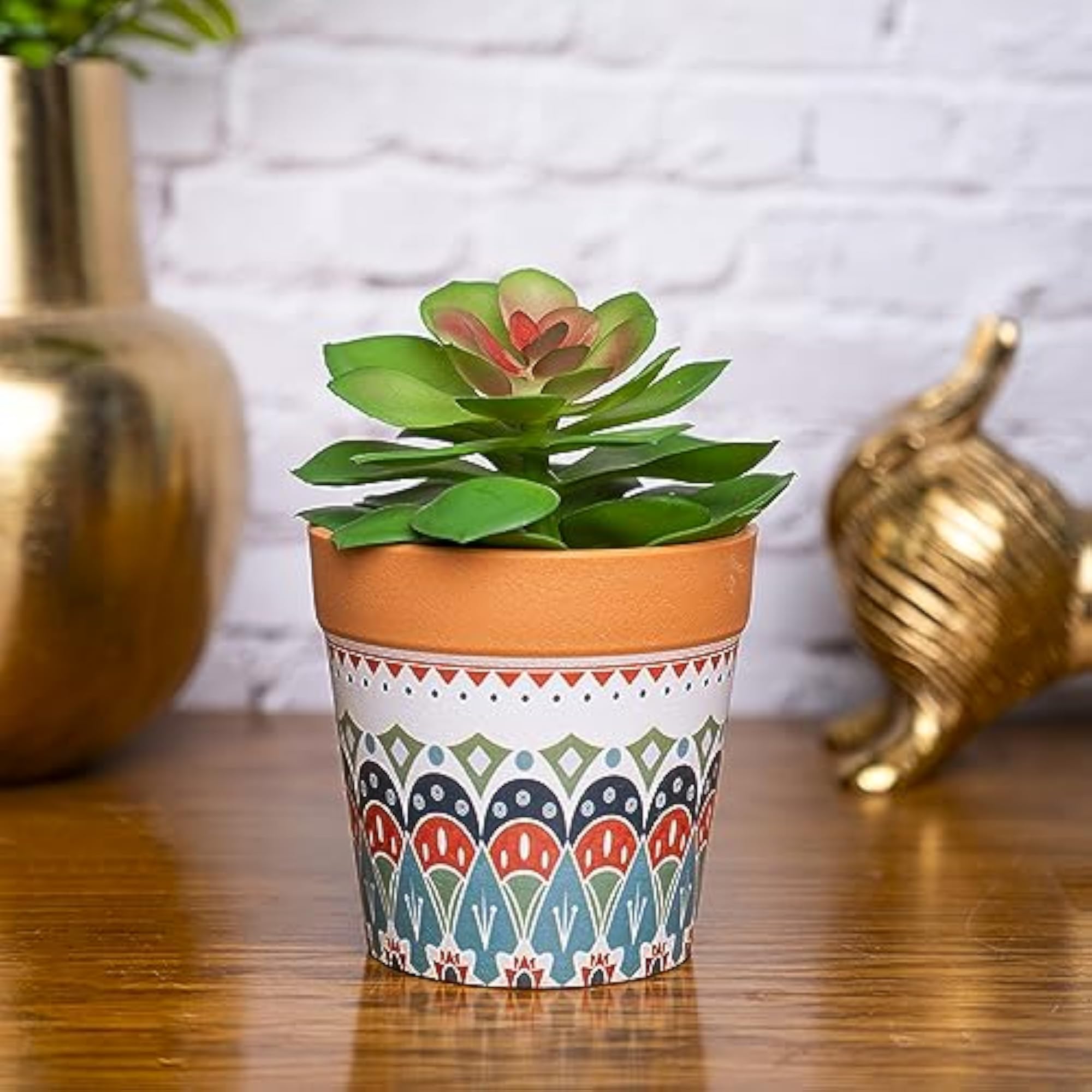 Artificial Potted Plant - Mandala Style