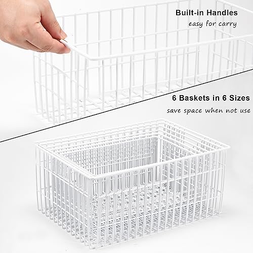 Orgneas Freezer Organizer Bins, Wire Freezer Baskets for Upright Freezer, Pantry Storage Basket Organizers with Handles for Frozen Foods, Snacks, Vegetables, Fruits and More, Set of 6 - Thumbnail 5