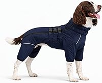 Vista 31 de Chaleco cálido de doble capa para perro, 4 patas cubiertas, resistente al viento, impermeable, reflectante para perros pequeños, medianos y grandes