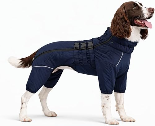 Miniatura 31 de Chaleco cálido de doble capa para perro, 4 patas cubiertas, resistente al viento, impermeable, reflectante para perros pequeños, medianos y grandes