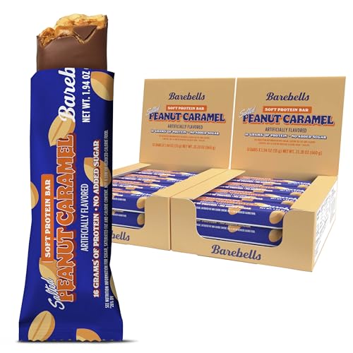 Image of Barebells Soft Protein Bars Salted Peanut Caramel - 24 Bars (2 Packs of 12) -16g High Protein Treats - Chocolate Nutrition Bar with 1g Total Sugars - On The Go Breakfast or Post-Workout Snack