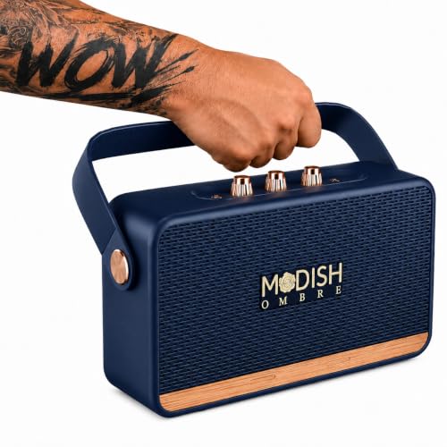 Image of ModishOmbre Premium Basson 30W Portable Bluetooth Speaker | FM Radio | 20 Hours Long Playtime | Dual Bass Drivers | Built-in Mic | Playback via BT5.3 /USB /TF Card | Type C Charging (Blue)