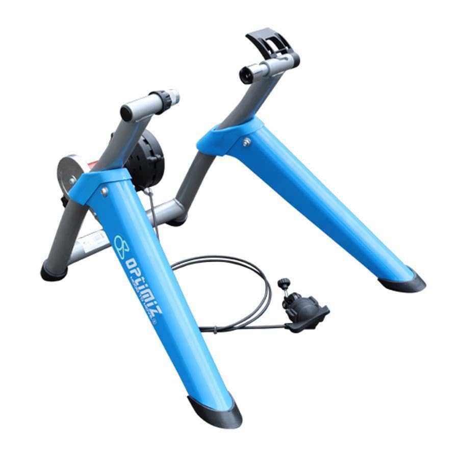 Home trainer magnétique pliable blanc bleu pour vélo de route et VTT