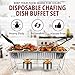 Disposable Chafing Dish Buffet Set, 33 Piece of Chafing Servers with Food Warmers, Covers, Half-Size Food Pans, Water Trays, Serving Utensils, Foil Lids and 4Hr Fuel Cans for Parties, Catering