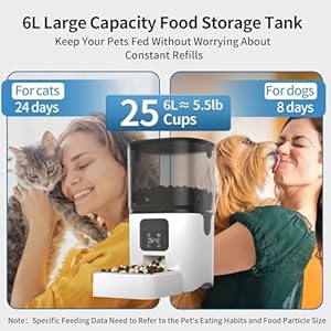 Automatic Cat Feeders with 6L Large Capacity Food Storage: Timed Pet Feeders with Programmable Feeding Schedule, Detachable for Easy Clean, Up to 36 Portions Per Day for Large Dog (25 Cup) Automatic Cat Feeders with 6L Large Capacity Food Storage Timed Pet Feeders with Programmable Feeding Schedule Detachable for Easy Clean Up to 36 Portions Per Day for Large Dog 25 Cup