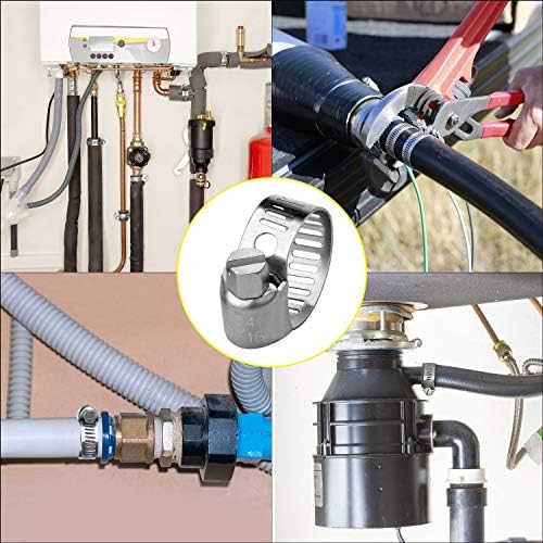 Hose Clips Adjustable Stainless Steel Hose Clamps Worm Drive Pipes Hose Clamps Clips,15 Pack (10-16 mm)