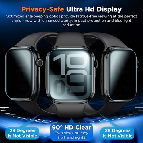 Image of LK 4 Pack for Apple Watch Series 10 Screen Protector 46mm Privacy, HD Ultra-thin [Upgrade Anti-Spy] Soft TPU Film 46mm Apple Watch Screen Protector,Touch Sensitive Anti-Scratch