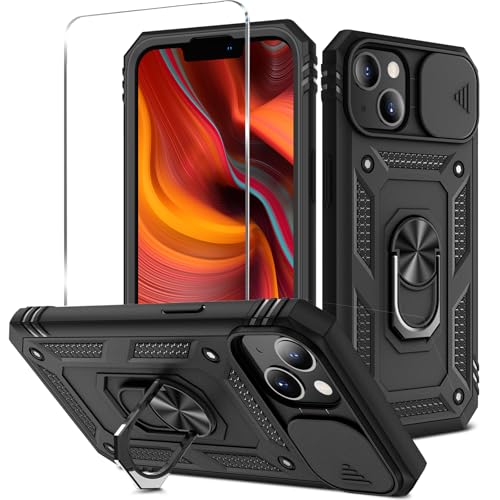 HAONANDE Samsung Galaxy A51 4G �p �ϏՌ� �X�}�z�P�[�X 1�� �����K���X�t�B���� �t�� 360�x �S�ʕی� �R�p���x�� �X���C�h�� �J�����J�o�[ �}�O�l�b�g �����O�X�^���h �ԍڃz���_�[�Ή� �u���b�N