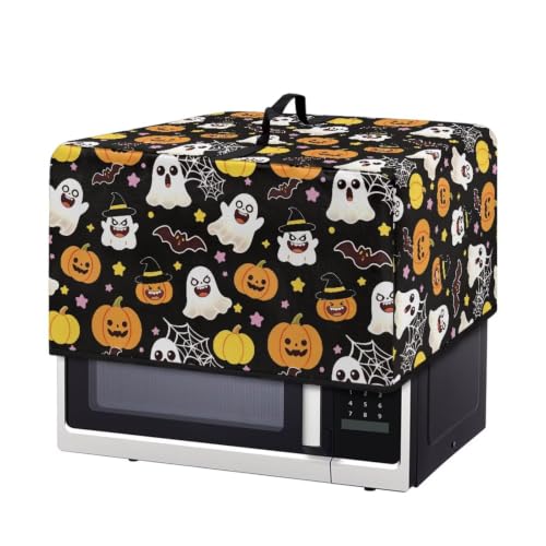Image of Microwave Oven Dust Cover Decorative Air Fryer Toaster Oven Cover for Indoor Kitchen Halloween Decor, S, Cartoon Ghost Pumpkin Spider-Web Print