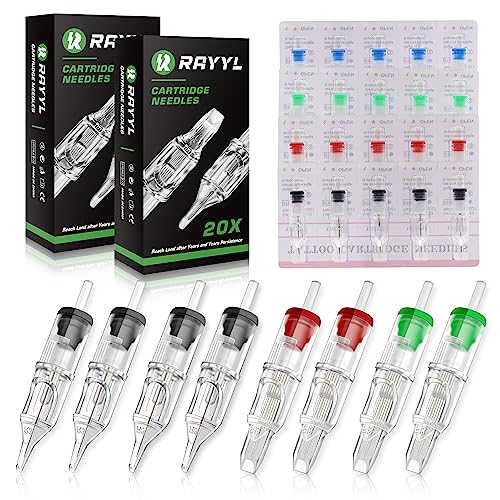 rayyl 40pcs Cartridge Mix 1203RL 1205RL 1207RM 1209RM for Rotary Pen Machine RL+RM, 1.0 count, multi-coloured, 40 Stück