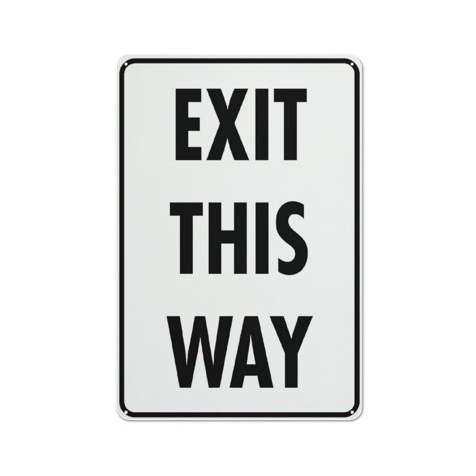 Exit This Way Sign, 8x12 Inch Metal Aluminum, Pre-Drilled Holes for Easy Mounting, Indoor/Outdoor Use for Fence, Door, Gate
