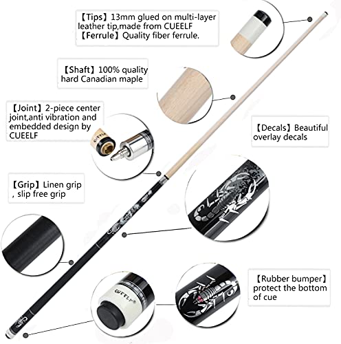 Cueelf Pool Cue Stick 58Inch Hardwood Maple Pool Cue Billiard Table Stick 13Mm Tip Billiard House Bar Pool Cue #TOP2
