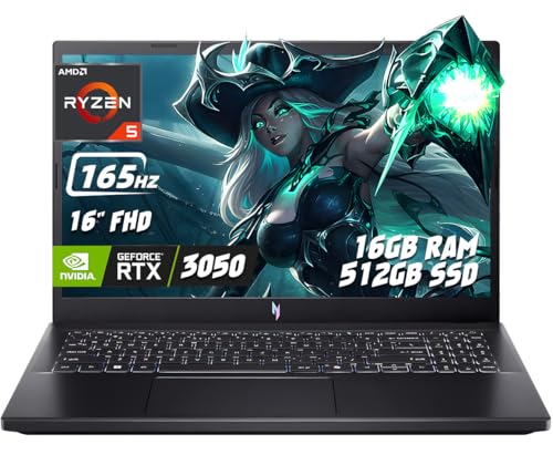 Acer Nitro V 15 Gaming Laptop, 15.6 Inch FHD 165Hz, AMD Ryzen 5 7535HS, NVIDIA GeForce RTX 3050, 16GB DDR5, 512GB PCIe Gen4 SSD, USB4, Wi-Fi 6, for Students and Gamers