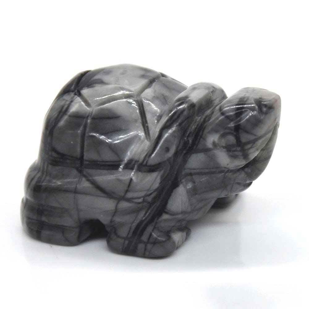 Figurine tortue en Picasso Jasper, une pièce de collection en pierre précieuse naturelle