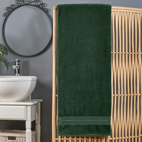 Image of Elegant Comfort Three Line Popcorn Extra Large Luxury Bath Towel - 40 inch x 80 inch inch, Premium Hotel Spa Quality 1 Piece Oversized Bath Sheet 100% Turkish Cotton Super Soft Highly Absorbent, Forest Green