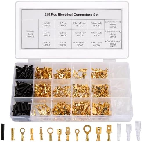 150 Pieces Ring Terminal Car Connectors Electrical Cable Lugs Brass ...
