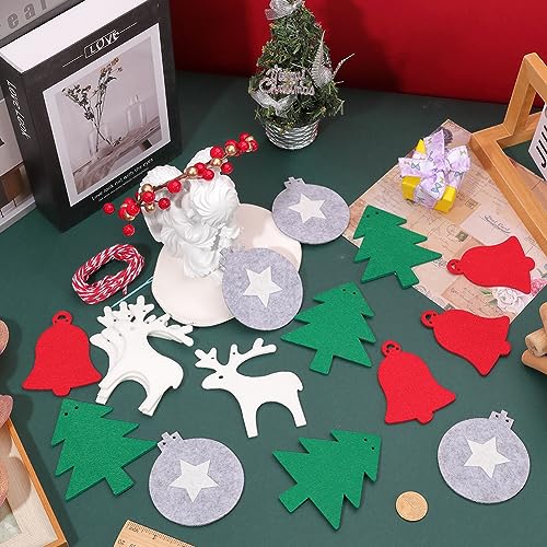 GORGECRAFT Christmas Banner Flag Xmas Tree Garland 16Pcs Pendants 3M Rope Ball & Deer & Tree & Bell Cloth Banners Bunting for Christmas Tree Holiday Indoor Outdoor Home Office Hanging Decor - Image 3