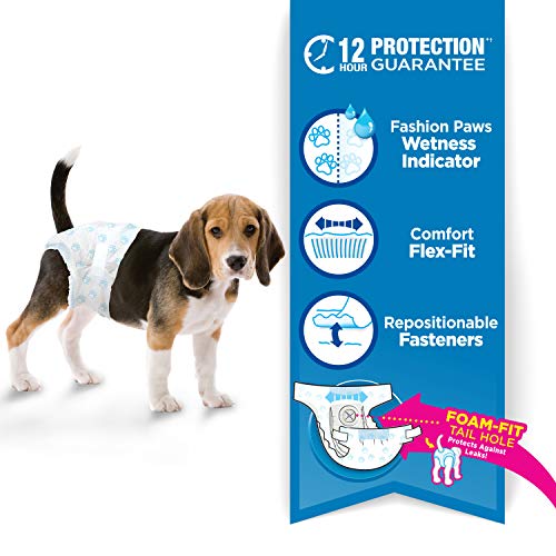 Image of Four Paws Wee-Wee Super Absorbent Disposable Adjustable Dog Potty Training Diapers, Leak-Proof Protection for Dogs, Size Medium, 15 inch - 18 inch Waist, 36 Count (Pack of 8)