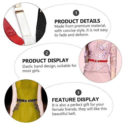 3Pcs Bowknot Waist Belt for Women Elastic Fashion Girdle Red Versatile Waist Decor for Dresses and Casual Wear4