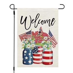 Crowned beauty 4th of july patriotic garden flag for 1218 inch double sided outside small floral mason jar welcome independence day yard decorations  urban country home decor
