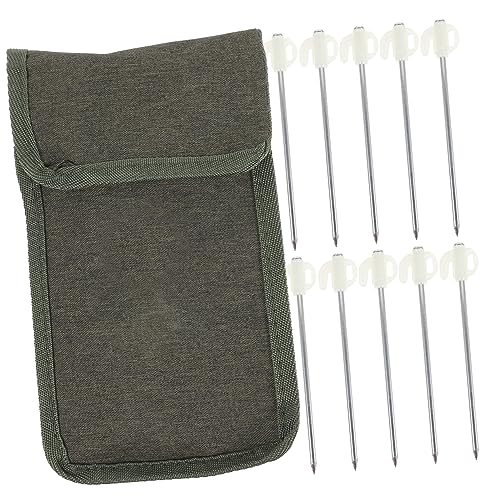 HOLIDYOYO 1Set Heavy Duty Camping Tent Stakes Night Glowing Tent Pegs with Oxford Bag Durable Ground Nails for Grass Hard Surfaces Reusable for Outdoor Adventures