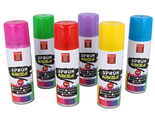 Sprühkreide 6er Set, je ca. 100ml, farbig sortiert