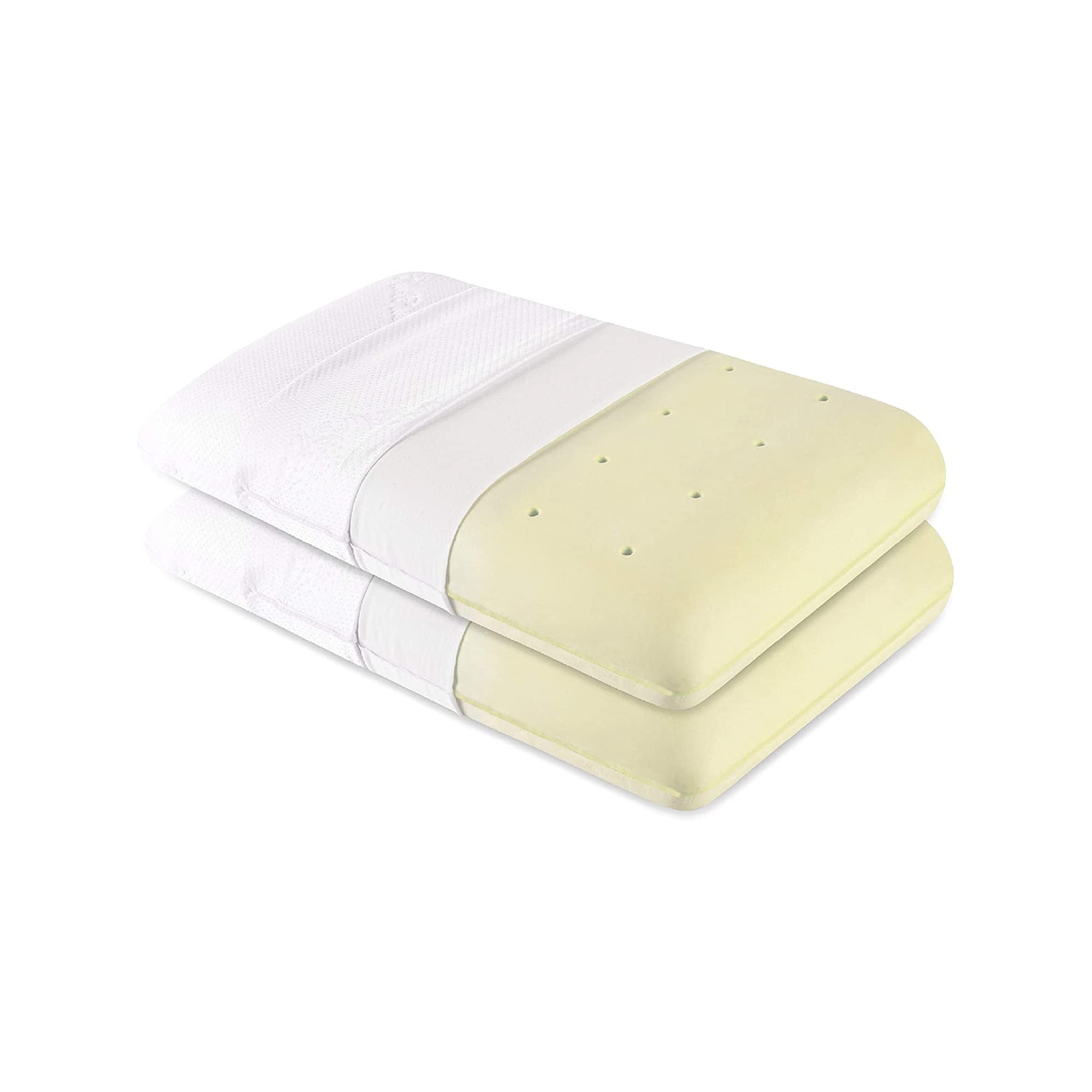 The White Willow Pillow Set of 2 Cooling Active Air Orthopedic Memory Foam Standard Size Neck & Back Support Bed Pillow for Sleeping - (22" L x 16" W x 5" H)