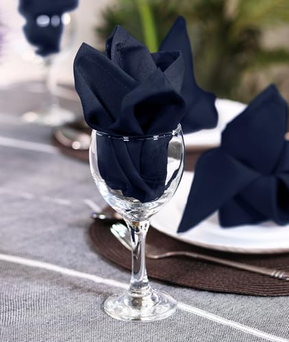 Serviettes de table tissu lavables bleu marine 50x50 polyester fêtes - 6