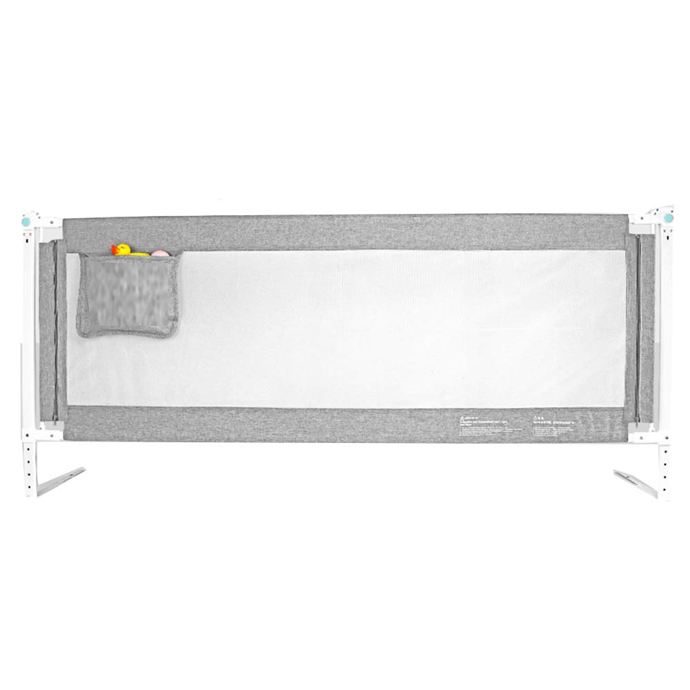 Barandilla de Seguridad para Cuna, Protector de Cama, barandilla anticaídas para Cama Infantil, barandilla de Cuna Vertical elevable, para Cama Individual o matrimonial, Gris, 150