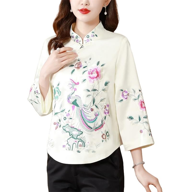Cheongsam femme printemps style Tang rétro brodé à boutons