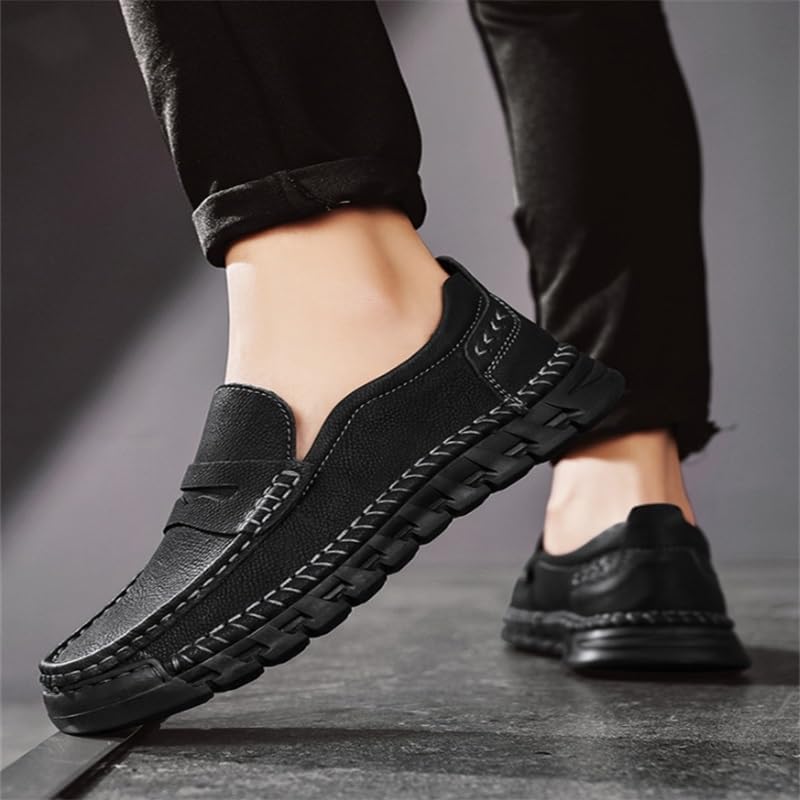 HBJWOV Men's Slip-on Loafers Shoes Casual Oxford Shoes Low-top Round-Toed Flat-Bottomed Non-Slip Comfortable Breathable Wear-Resistant Shoes for Men
