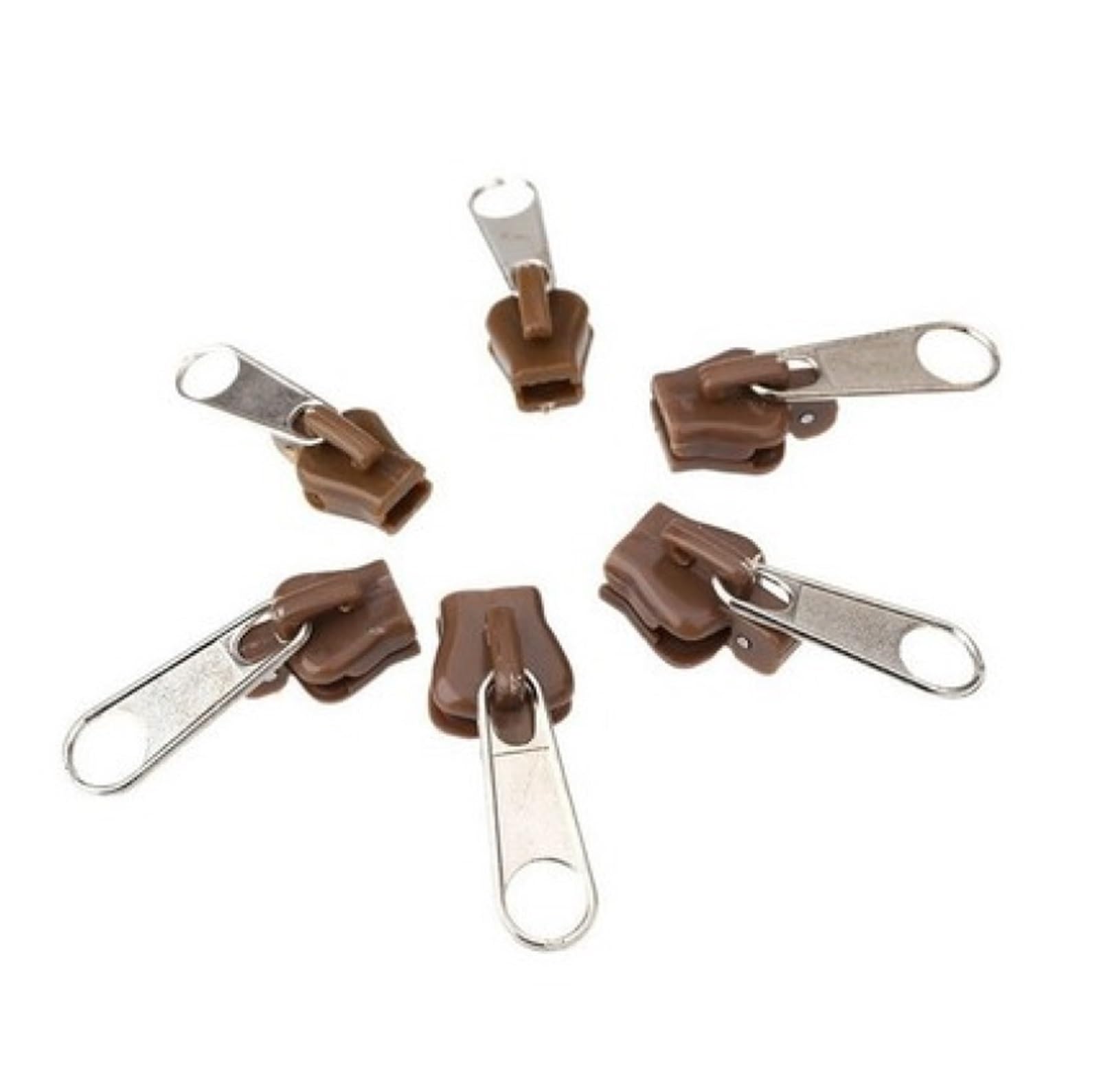 Pulls for Nylon Cewki zamki błyskawiczne metalowe 6 szt. Uniwersalny zestaw naprawczy do natychmiastowego zamka błyskawicznego. Zapasowa głowica zamka błyskawicznego(Coffee 6pcs)