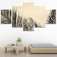 SIGNWIN 5 Panel Canvas Wall Art Modern Art Decorative Elements Expressive Leaves Multicolor Patterns Photography for Home Decorations Ready to Hang - 60