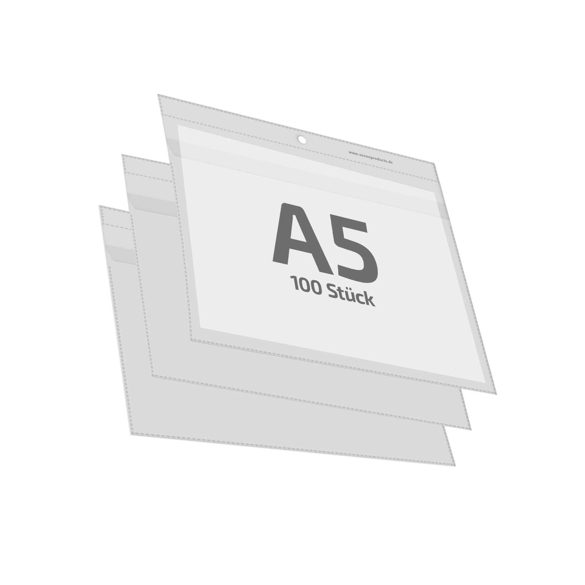 15500 - Cartellina portadocumenti formato A5, con patta, 100 pezzi, in polipropilene, spessore 0,140 mm, formato orizzontale, made in Germany