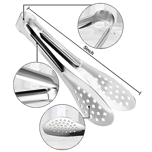 10PCS Serving Tongs, Small Kitchen Tongs,XEVOM Stainless Steel small tongs, Appetizer Tongs Ice Tongs Mini Sugar Tongs (5 Inch) - Image 3