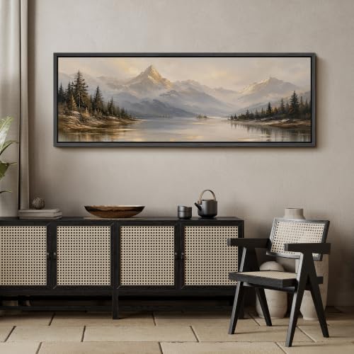 Image of MUDECOR Large Framed Canvas Print Wall Art Pine Lake Forest for Living Room