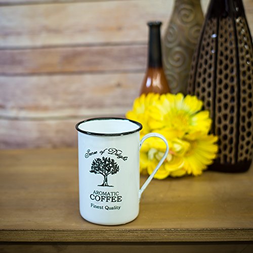 Coffee-Cup-Enamelware-Aromatic-Primitive-Country-Rustic-Distressed-Enamel-Black-Trim Coffee Cup Enamelware Aromatic Primitive Country Rustic Distressed Enamel Black Trim