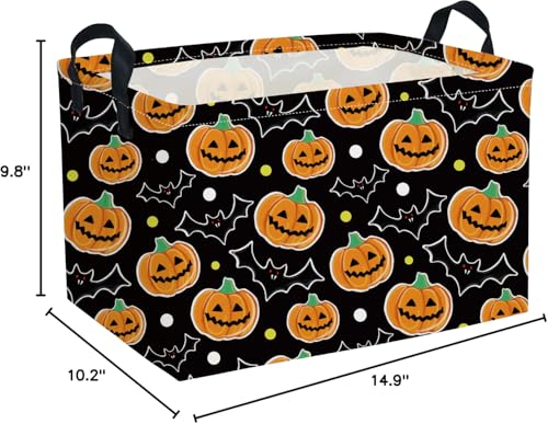Image of Essme Rectangular Halloween Basket,Kids Baskets Empty with Handles for kids Halloweens Room Decor,Boys and Girls,Candy Basket（Black Pumpkin）