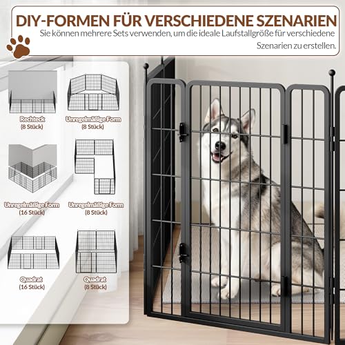 Fobyfurny Welpenauslauf Hundezaun Hundelaufstall, 80 cm Hoch, Schwarz