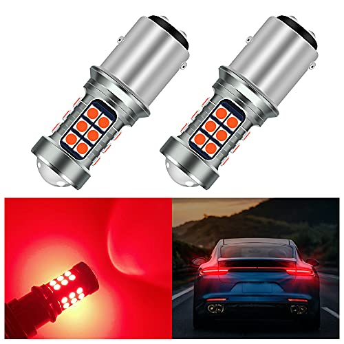 Chemini 2pcs Red 1157 BAY15D LED Bulbs 27 SMD Brake light P21/5W 2057 7528 Reverse Light 12V Brake Stop Tail Light Parking Light Lamp