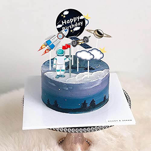 28 Pieces Astronaut Space Cake Toppers Outer Space Astronaut Figurines Planet Rocket Satellite Pearl Balls And Stars Kids Space Theme Decorations For Birthday Party Supplies Baby Shower #TOP5