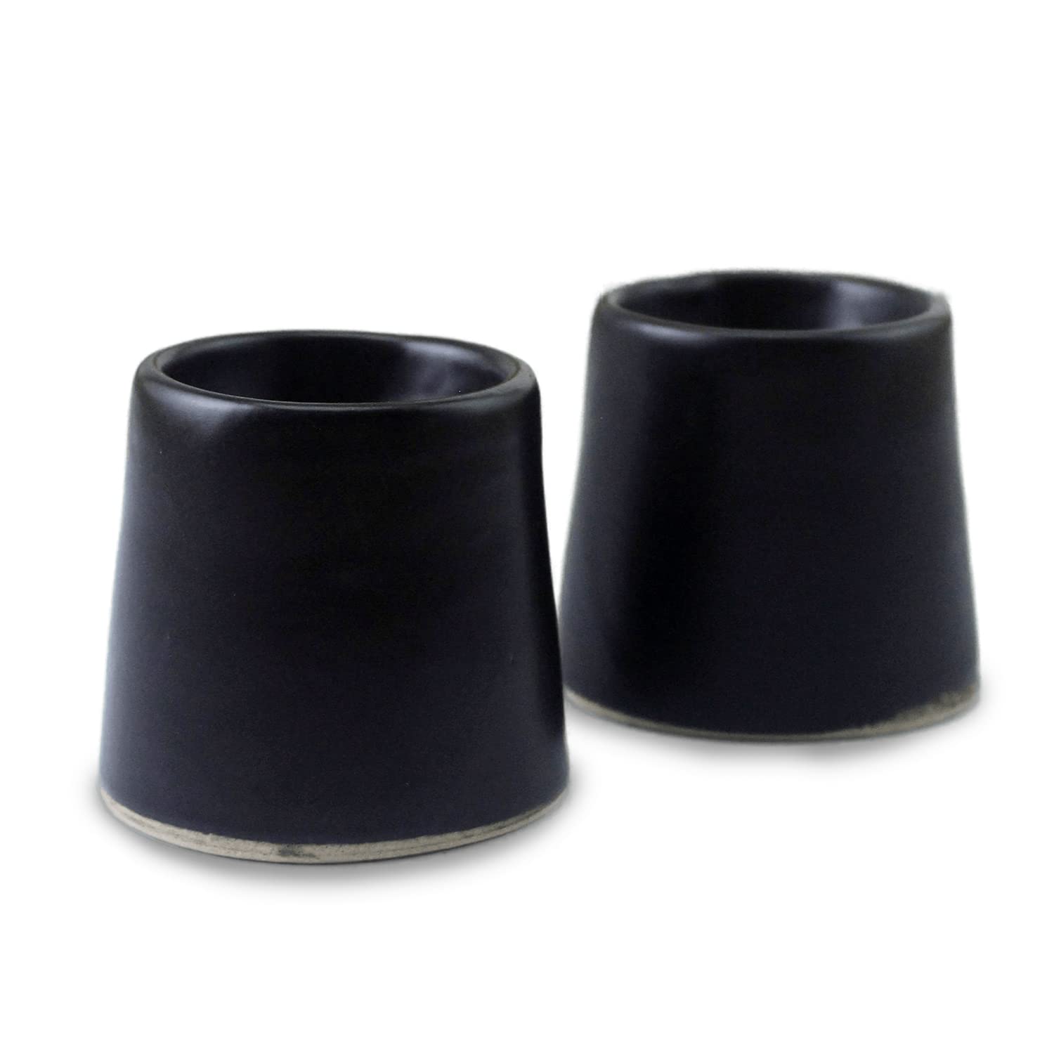 roro Black Matte Ceramic Egg Toppers, Set of 2 - Handcrafted Stoneware for Soft Boiled Eggs, Dishwasher & Microwave Safe, Elegant Minimalist Egg Cups for Home & Restaurant