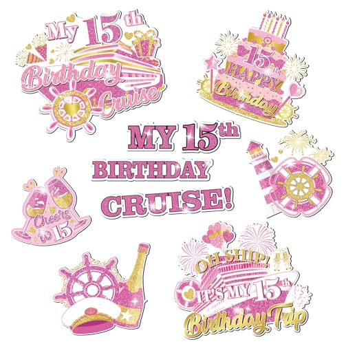 Imanes decorativos para puerta cumpleaños 15 años rosa oro miniatura 1