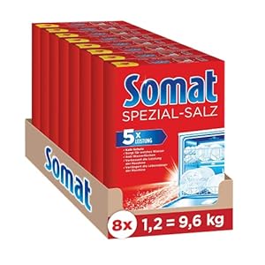 Somat Speciaal zout (8 x 1,2 kg), vaatwasserzout voor zacht water, waterontharder voor de vaatwasser werkt tegen kalk…