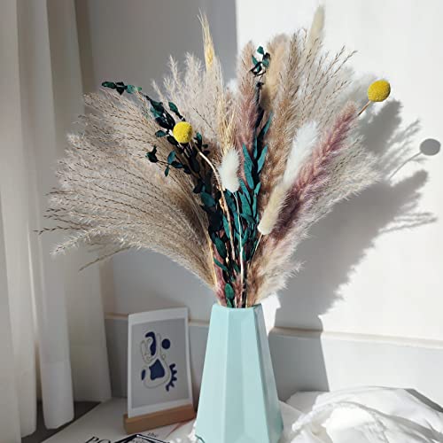 Pampasgras Getrocknet, Trockenblumen Deko, 49 Set Natürliche Trockenblumen, Getrocknete Blumen Trockenblumen Deko Pflanzen, Wohnzimmer Schlafzimmer Dekoration Badezimmer Deco Skandinavische Tischdeko Cover